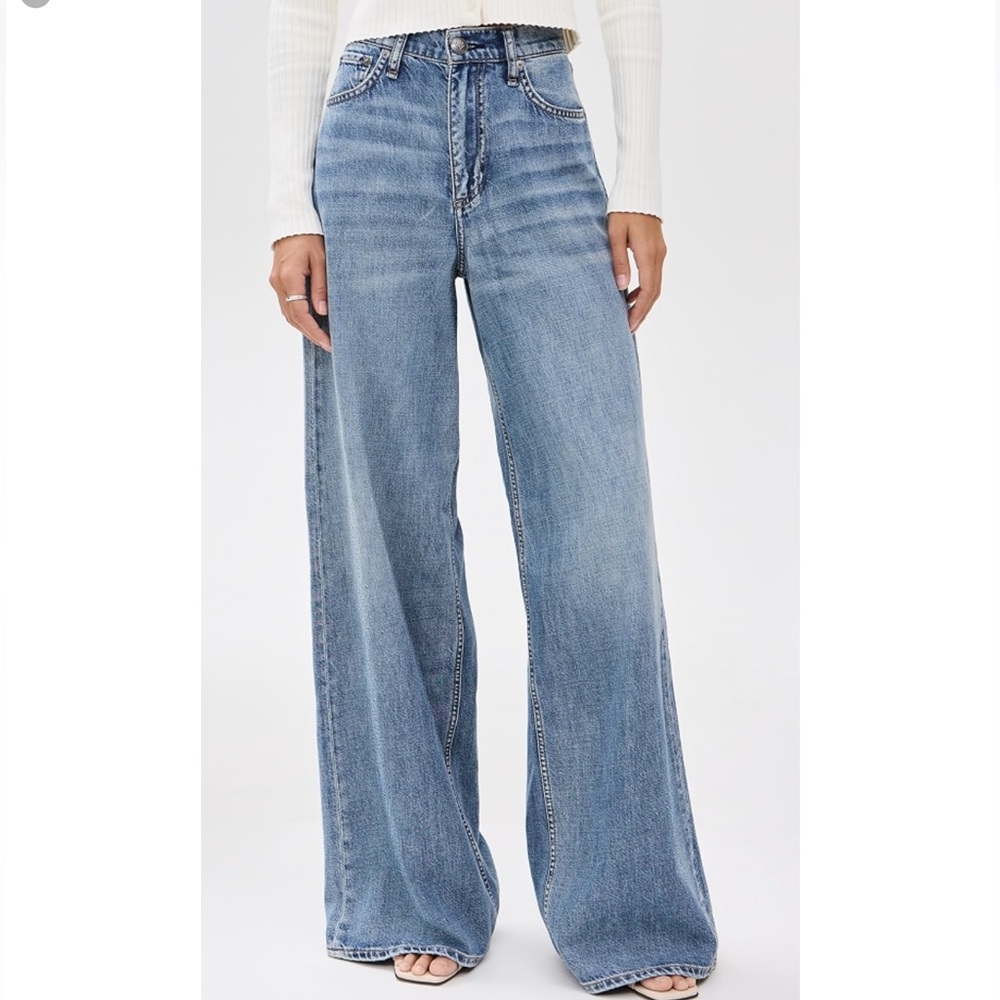 Rag And Bone Sofie Jeans Size 26 High Rise Full Length Ultra Wide Leg In Beverly